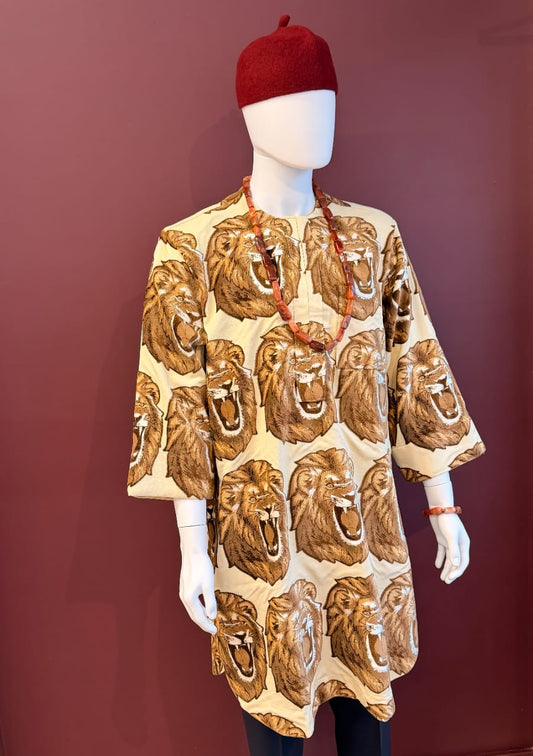 Lion Print Isiagu Shirt for Men